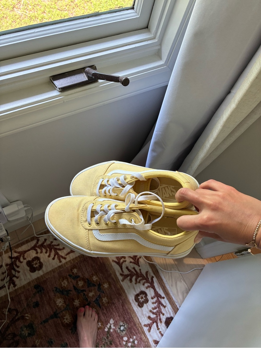 Vans Yellow Canvas Old Skool Sneakers with White Stripe